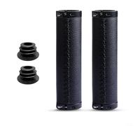 2pcs Vintage Cowhide Bike Handlebar Grips, PU Cuero & Aleación Lock-On Extremos para Road MTB Fixie, 138x22mm Marrón (negro)