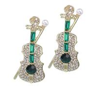 2pcs Violin Brooch Pins Elegant Zinc Alloy Musician Jewelry Eye Catching Accessory Women for Suits Dresses Shawls Rhinestone