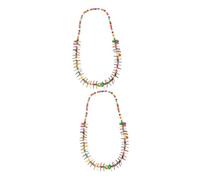 2pcs Wafer Vintage African for Women Boho Beach Necklaces Pendant Necklace Clay Bead Bracelet Retro Decor Locket Miss Clothing Beaded Coconut Shell