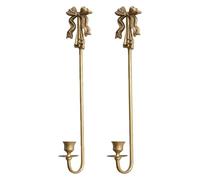 2PCS Wall Candlesticks，Gold Iron Art Candle Holder，Vintage Bowknot Wall Decor Sconce Extra Tall For Living Room Bedroom Hallway Home Wall Decoration