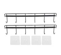 2pcs Wall Mounted Coat Rack Stainless Steel Wall Hanging Coat Hook Rail with 6 Hooks for Clothes Towel Hat (6 Hooks 2 Black)