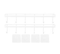 2pcs Wall Mounted Coat Rack Stainless Steel Wall Hanging Coat Hook Rail with 6 Hooks for Clothes Towel Hat (6 Hooks 2 White)