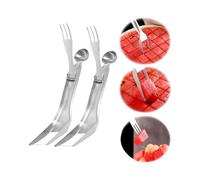 2Pcs Watermelon Fork Slicer Cutter, Dual Head Stainless Steel Fruit Forks, 2-in-1 Watermelon Fork Slicer Cutter Tool, Fruit Forks Slicer
