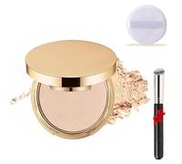 2Pcs Waterproof Setting Matte Powder Compact,Matte Oil Control Flawless Foundation Powder, Long Lasting Full Coverage Face Concealer,Lightweight Buildable Coverage. (Light Skin, R1103)
