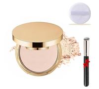 2Pcs Waterproof Setting Matte Powder Compact,Matte Oil Control Flawless Foundation Powder, Long Lasting Full Coverage Face Concealer,Lightweight Buildable Coverage. (Ivory White, T2205)