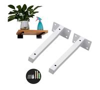 2PCS White Square Pipe Triangle Bracket Shelf Support Adjustable Holder Wall Mount Bench Table Tripod 4“-20” Inc Adecuado para garajes y cocinas(150mm White)