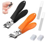2PCS Wide Jaw Opening Anti-Splash Slanted Nail Clipper, Slanted Nail Clippers, Curved Blade for Thick Nails, Curved Toenail Clippers for Men and Women (Mix)