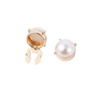 2Pcs Woman Pearl Cufflinks For Ladies Shirts Dress Shirt Buttons Simple Clothing Gift For Valentine's Day(Gold)