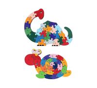 2pcs Wooden Animal Puzzles, Alphabet Jigsaw Puzzle Building Blocks Alphabet Animal Puzzle for Children Toddlers-snail