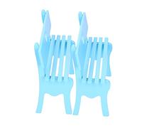 2Pcs Wooden Decorative Small Chair | Miniature Chair Ornament for Desk/Shelf/Home Decor | Cute Handcrafted Wood Art for Living Room/Office | 7.9x6.3x3.0 Inch (Azul)