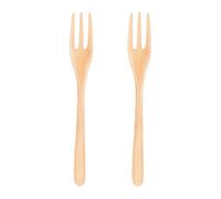 2Pcs Wooden Fork, 19.5cm / 7.7in Handmade Natural Wood Fruit Salad Fork Lunch Dessert Flatware Kitchen Cutlery for Cooking, Stirring, Eating