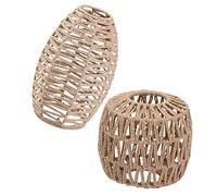 2Pieces Pendant Lamp Shade Boho Woven Wicker Rattan Lampshade Ceiling Light Shade