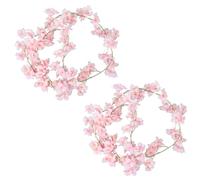 2Piezas 180cm Guirnalda De Flores Artificiales Cerezo Decoracion Rosa Guirnalda Flores Cerezo Artificiales Enredaderas Artificiales Decorativas Cerezo para Boda Jardín Balcón Paredes Exterior Interior