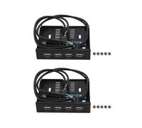 2piezas 3,5 Pulgadas Bahía de Disquete 4 Puertos USB 2.0 Concentrador USB2.0 Panel Frontal Adaptador de Expansión Conector Soporte con Cable de 9Pin