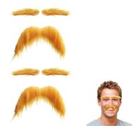2Piezas Bigotes Y Cejas Postizas, Barba Artificial Realista Adhesiva, Pegatinas De Bigote Divertidas para Disfraz De Anciano, Set De Barba Postiza Autoadhesiva para Halloween para Hombres, Amarillo