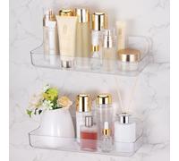 2Piezas Estanteria Baño Sin Taladro, Estante Ducha de Plástico Adhesivos, Estanteria Ducha Sin Taladro Transparente, Repisas para Baño , Pequeño Repisa Baño Adhesiva para Champú,32 x 11 x 8.5 CM