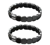 2Piezas Hematite Bracelet for Men, Pulsera De Hematita Para Hombre, Pulsera De Hematita Joyería Natural Para Cumpleaños Graduación San V-alentín Boda, Recupera Tu Estilo Para Hombres Con P-ulsera