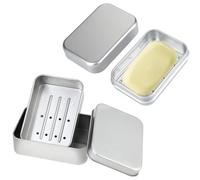 2Piezas Jabonera de Aluminio,Jaboneras de Viaje con Tapa,Jaboneras con Rejilla de Goteo,Jabonera Portátil,para Guardar Jabón Sólido,Adecuada para Casa, Dormitorio, Excursión