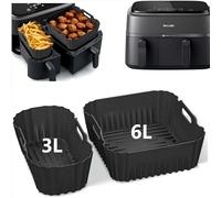 2Piezas Molde Silicona Freidora de Aire para Philips Dual Basket Airfryer Série 3000/5000(3L/6L/9L), Sin BPA Recipiente Air Fryer Antiadherente, Reutilizable Accesorios Airfryer