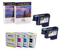 2PK LKB HP88 Cabezal de impresión C9381A C9382A Cabezal de impresión remanufacturado y 1 juego de cartuchos HP88XL con chip nunca utilizado Compatible con HP Officejet (cabezal de impresión y