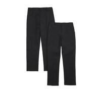 2PK - Pantalones escolares ajustables para niños, talla delgada, color negro, gris y azul marino, para niños de 2 a 18 años, Negro, 11-12 años Slim