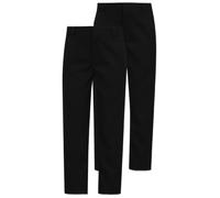 2PK - Pantalones escolares de cintura ajustable para niños, ajuste regular, color negro, gris carbón, azul marino, 3-18 años, Negro, 13-14 años
