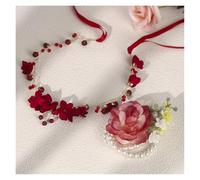2PK/SET Trendy Wreath Hairband And Pearl Wrist Flower Bracelet Set Bridal Wedding Jewelry Hair Accessories(Color1)