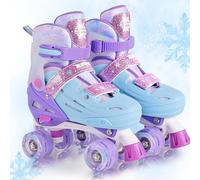 2PM SPORTS Patines para Niñas 3-12 Años - Modelo Copos de Nieve Violeta Uso Interior/Exterior - Talla Infantil 10-13C (6 ajustes) - Principiantes