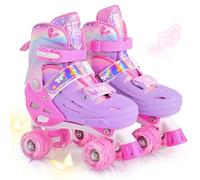 2PM SPORTS Patines para Niñas 3-12 Años - Modelo Mariposa Rosa Uso Interior/Exterior - Talla Infantil 10-13C (6 ajustes) - Principiantes
