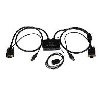 StarTech.com Switch Conmutador KVM de Cable con 2 Puertos VGA USB Alimentado por USB con Interruptor Remoto