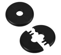 2pzs Brida Divisoria de Pared, Autoadhesiva Placa Escudo para Tuberías de Agua de 17mm Diámetro ABS Redonda Placas Cubierta Plomería con Diseño de Hebilla para Grifo Cocina Inodoro (Negro)