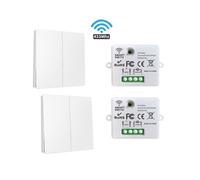 (2RC 2W) Interruptor de luz inteligente inalámbrico, interruptor de botón autoalimentado, no requiere batería,