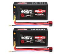 2S Lipo Akku 7,4V 5000mAh 100C HardCase RC Batterie mit 4.0 mm Banana to Dean-T Stil Plug Wiederaufladbarer Akku HOOVO für RC Auto Boot Truck ruck Truggy Hobby (2 unidades)