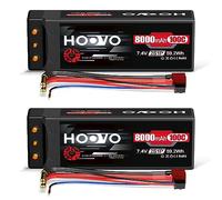 2S Lipo - Batería de polímero de litio (8000 mAh, 7,4 V, 100 C, con 4,0 mm, tipo banana a Dean-T, enchufe HOOVO para RC Evader BX, coche, camión, truggy, hobby, 2 unidades)