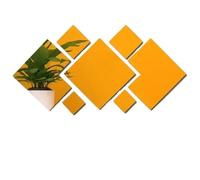 2set 3D Splicing Square Mirror Wall Sticker DIY Living Room Bedroom Home Decoration For Bathroom(Gold)(Gold)