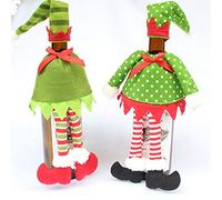 2Set Polka Dot Stripe Red Wine Bottle Cover Bags for Christmas Home Party Red Wine Bottle Decor Christmas Decoration Supplies (Color : A Size