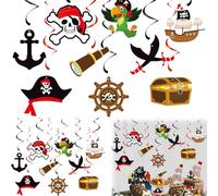 2Set Sjuego de Accesorios de Pirata Banderines de Halloween Banners Con Temática Pirata Para Cumpleaños Infantiles Fiestas Piratas Eventos Temáticos y Más Crea Fácilmente un Ambiente Festivo(38pz)
