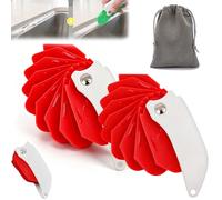 2sets 9 in 1 Seam Tool, ABS Folding Smooth Seam Tool, 9-in-1 Multifunctional Design Combines Spatulas, Caulking Tools, for Grout and Sealant Application Doors and Windows, No wastage (Red,2pcs)