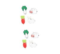 2sets Oil Drip Brooch Badge Decorative Brooches Navel Cartoon Badges Lucky Rabbits Foot Keychain Real Bag Charm Accessories Doll Crib Cute Pins White Alloy 4pcs*2