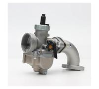 2T 4T Kit De Carburador para Motocicleta con Brida PE Y Tubo Entrada Curva Juego Codos Aire Frío Inyectores Carburador Repuesto Moto(17mm Silvery Kit)