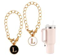 2uds Accesorios Colgantes de Letras para Stanley Taza, Mango de Letra Inicial Identificación de Nombre Personalizado Cadena Colgante Alfabeto para Stanley Vaso (Letra L)
