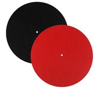 2uds Almohadillas para Tocadiscos, 30cm Alfombrilla de Fieltro para Discos Antideslizante y Antiestática Alfombrilla para Plato Giratorio para Mejorar el Sonido (Negro,Rojo)