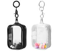 2uds Bolsas Transparentes para Exhibición de Figuras, Bolsa de Exhibición de Muñeca con Llavero Mini Bolsa de Muñecas de PVC para Coleccionistas de Muñecas Mini Figuras(Negro, Blanco)