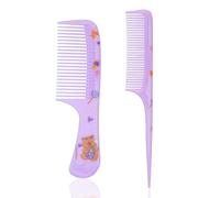 2uds Bonitos Peine Cabello Juego para Niñas, Peine de Dientes Finos y Cola de Rata Minicepillo Plástico para Bebés Mujeres Todo Tipo Cabello (Carpincho Morado)