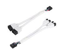2uds Cable Alargador USB 2.0 de 9 Pines para Placa Base, Cable Extensión USB 2.0 de 9 Pine Trenzado en Forma Y para Placa Base Interna Ordenador(Blanco)