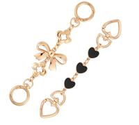 2uds Cadenas Extensoras Bolsos, Correa Cadena con Lazo Dorado y Corazón Amor Negro Bolsos Extensión Monedero Metal Mujer Elegante Cadena Extensión Bolso Repuesto y Accesorios Varios Bolsos