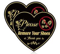 2uds Carteles con Texto Please Remove your Shoes, 15x13,7cm or Favor Quítese los Zapatos en Forma de Corazón Sin Zapatos Autoadhesivos No Hay Señales de Zapatos para Puerta de Casa