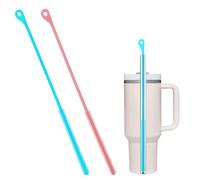 2uds Cepillo para Limpiar Paja, 24cm Extra Largo Silicona Limpiador de Pajitas Reutilizable Herramienta de Limpieza para Metal Vidrio Plástico y Pipa Flexible (Rosa y Azul)