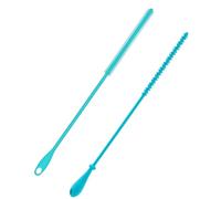 2uds Cepillo Silicona Pajitas, 24 cm Cepillo Limpiador Extralargo 2 Estilos de Cepillos Reutilizables para Pajitas de Botellas de Agua Cepillos de Limpieza de Grietas Flexibles (Azul)