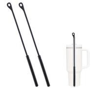 2uds Cepillos de Silicona para Limpiar Pajitas, Extra Largos de 24cm Flexibles Tapas Botellas Viaje para Pajitas Vidrio Metal Stanley (Negro)